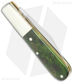 Boker Barlow Pocket Knife Green Curly Birch Wood (3.3" Satin) 118941 -Knief Weapon Boker Barlow Pocket Knife Green Curly Birch Wood 118941 BHQ 120613 jr side