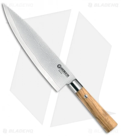 Boker Damascus Olive 8.4" Chef's Kitchen Knife Olive Wood 3 Boker Damascus Olive 8.4" Chef's Kitchen Knife Olive Wood
