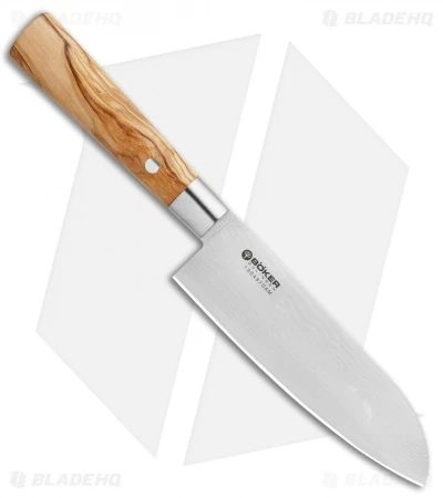 Boker Damascus Olive 6.75" Santoku Kitchen Knife Olive Wood 4 Boker Damascus Olive 6.75" Santoku Kitchen Knife Olive Wood - Image 2