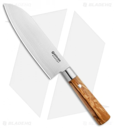 Boker Damascus Olive 6.75" Santoku Kitchen Knife Olive Wood 3 Boker Damascus Olive 6.75" Santoku Kitchen Knife Olive Wood