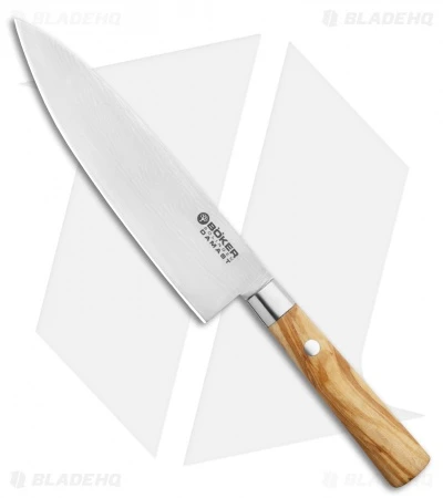 Boker Damascus Olive 6.25" Small Chef's Kitchen Knife Olive Wood 3 Boker Damascus Olive 6.25" Small Chef's Kitchen Knife Olive Wood