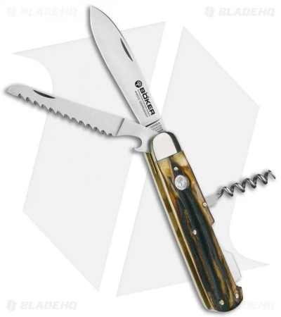 Boker Hunters Trio Pocket Knife 4.375" Jigged Stag 440C (110636) 3 Boker Hunters Trio Pocket Knife 4.375" Jigged Stag 440C (110636)