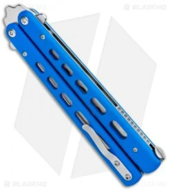 Boker Plus Balisong Trainer Butterfly Knife Blue G-10 (4" Satin) 01BO713 -Knief Weapon Boker Plus Balisong Trainer Blue Holes G 10 Satin 01BO713SOI BHQ 99634 jr side