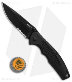 Boker Plus Gemini NGA Spring Assisted Knife Black Polymer (3.18" Black Serr) -Knief Weapon Boker Plus Gemini NGA Black black serr BHQ 80765 er bottlecap